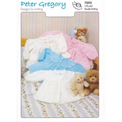Image of Peter Gregory Baby Double Knitting &amp; 4 Ply Pattern Selection of Matinee Jackets