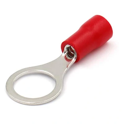 Image of Heschen Ring Terminal Crimp Connectors Vinyl Insulated Wire Electrical Connector RV1.25 8 Stud size 5/16&quot; for 0.5 1.5mm² (22 16 AWG) Red 100Pack