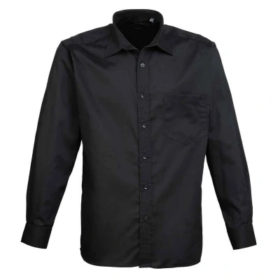 Image of Premier Mens Poplin Long Sleeved Shirt (Black) Size 16 inch