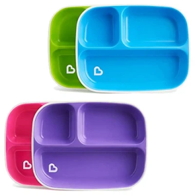 Image of Munchkin Splash Divided Toddler Plates (2 Pack) BPA Free, No Slip Bottom Microwave &amp; Dishwasher Safe Assorted ColorsMunchkin Free Colors