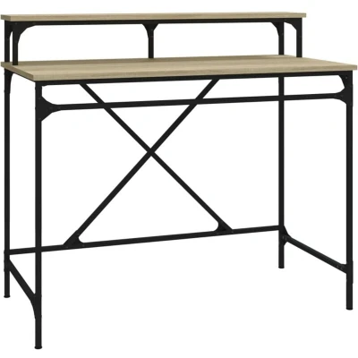 Image of vidaXL Desk Sonoma Oak 100x50x90 cm Engineered Wood and Iron