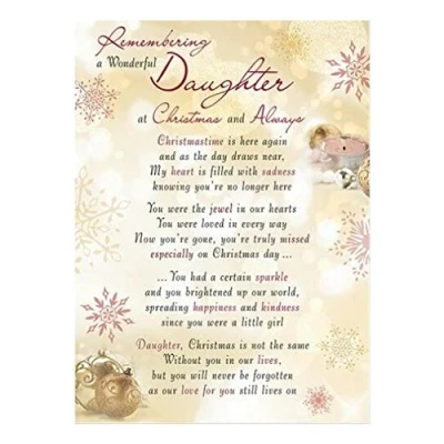 Image of Widdle Gifts In Loving Memory Open Graveside Christmas Memorial Card Wonderful Daughter 0301, Multicolour