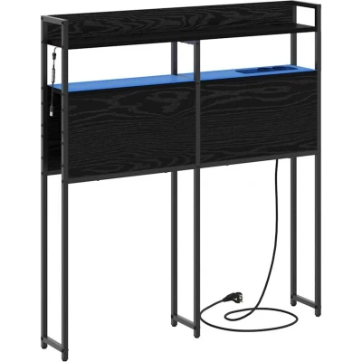 Image of vidaXL Storage Headboard Black oak 90 cm Engineered wood