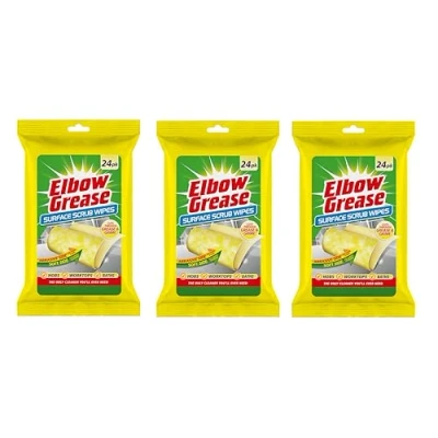 Image of Surface Scrub Wipes Powerful Double Sided Cleaning (24 Pack) by Elbow Grease (2, 24 per Packs)