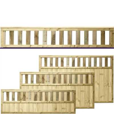 Image of PGS Premier URBAN Range Tongue &amp; Groove Garden Fence Panel [Width: 6ft (183cm1830mm) x Height: 4ft (120cm1200mm)] with Vertical Picket Pales Trellis Top