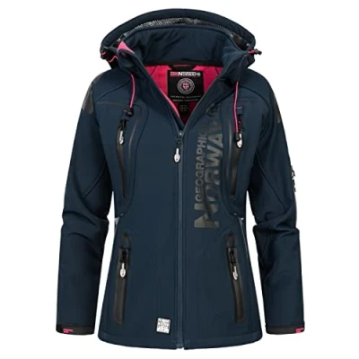 Image of Geographical Norway Tislande Lady Women&#039;s Outdoor Waterproof Softshell Hooded Jacket Windproof Activities Hiking Skiing Autumn Winter Spring (Marine pink L)