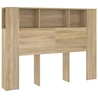 Image of vidaXL Headboard Cabinet Home Bedroom Furniture Accessory Wall Bed Bookcase Backboard Sonoma Oak 140x18.5x104.5 cm