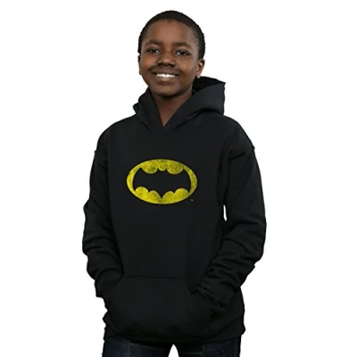 Image of DC Comics Boys Batman TV Series Distressed Logo Hoodie Black 5 6 Years