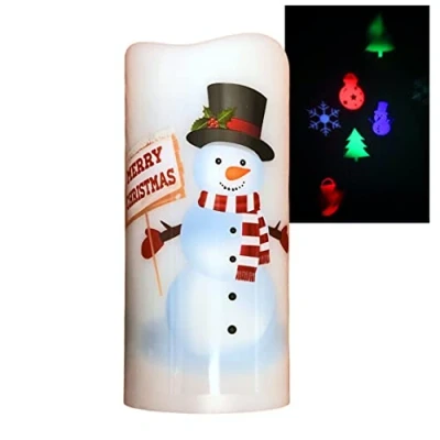 Image of Noma Snowman Candle Ceiling Projector : Bedside Christmas Light Battery Powered 3719374