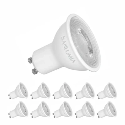 Image of sanlumia 10X LED GU10 Bulb 5W, Super High CRI 90+ Spotlight Bulb, 420lm 38 Beam Angle, Non Dimmable, 50W Halogen Equivalent, Warm White 3000K