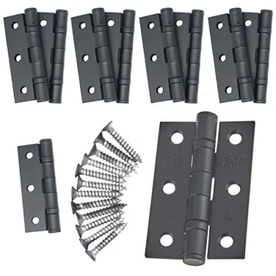 Image of Door Hinges 3&quot; 76mm Ball Bearing 5 Pair Pack [10 &amp; Screws] Black