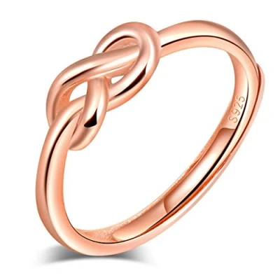 Image of Yumilok Women&#039;s S925 Sterling Silver Ring Celtic Knot Adjustable Open for Woman Girls Gift with Box, Rose Gold