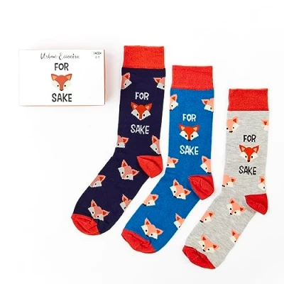Image of Urban Eccentric Unisex For Fox Sake Socks Gift Set 3 Pairs Cotton Rich Premium Novelty Gifts