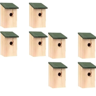 Image of Garden Mile® Traditional Wooden Bird House Slate Roof Wild Nesting Box Outdoor Patio Care Accessories Ornament (8x Box)