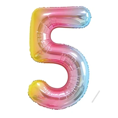 Image of Number Balloons 5,Rainbow 5 Balloon 40 Inch Giant Helium Foil for Boys Girls Party Decor Birthday Anniversary Graduation Decorations Supplies