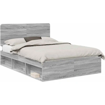 Image of vidaXL Bed Frame Grey Sonoma 140 x 190 cm Solid Pine Wood