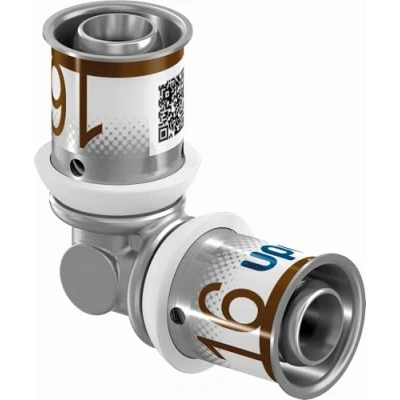 Image of Uponor S press Plus knee 90 x 16mm brass Kiwa