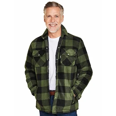 Image of Champion Mens Kinross Fleece Padded Lumberjack Style Shirt Green 3XL