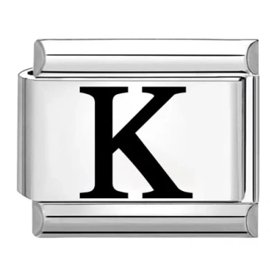 Image of Quiges 9mm Italian Style Charm Link Module Stainless Steel Laser Alphabet Letter K for Bracelets