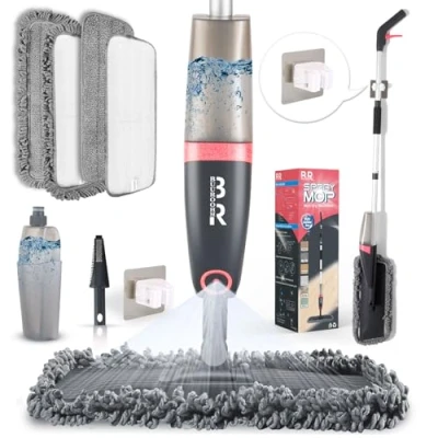 Image of Mop Atomizer Spray Floor with Microfiber Reservoir for Home Kitchen Hardwood Laminate Wood Cleaning