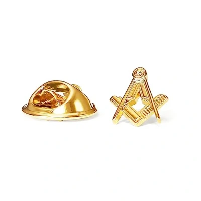 Image of The Masonic Collection Craft Sq &amp; Compass Badge Gold Plated With Clutch Pin Fitting A Perfect Gift Accessory For Freemason Men
