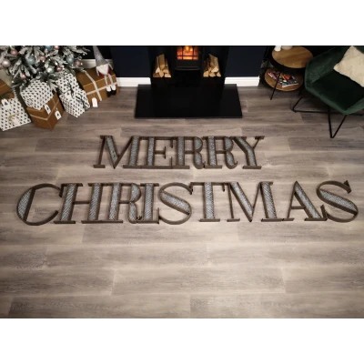 Image of 40cm Industrial Metal Set of 14 Merry Christmas Letters Decoration