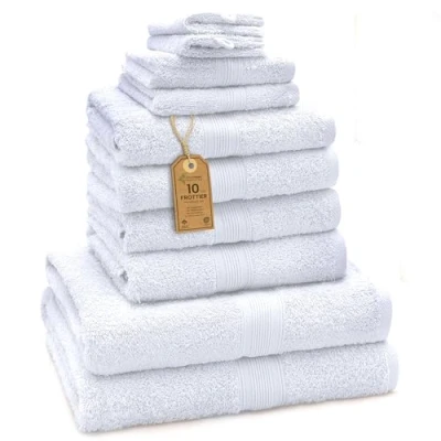 Image of GREEN MARK Textilien 0 Terry Towel, 100% Cotton, White, 10 Piece Set