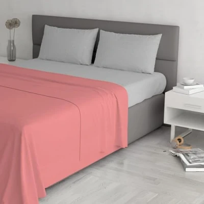 Image of Trend Chic Bedding Set, 100% Cotton, Made in Italy, Double, Coral