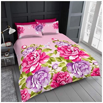 Image of GC GAVENO CAVAILIA Floral Duvet Cover Super King, Soft Comforter Bed Covers, Flower Bedding Set, Pink