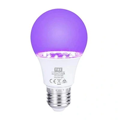 Image of TBE LIGHTING UV LED Bulb 9w Ultra Violet Black Light Bulbs E27 Standard Screw Fitting 395 400nm wavelength, Energy Saving Long Life A60 20,000Hrs Expectancy