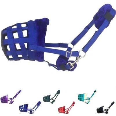 Image of Majestic Ally Mink Fleece Padded Breathable Grazing Muzzle Halter (Royal Blue)