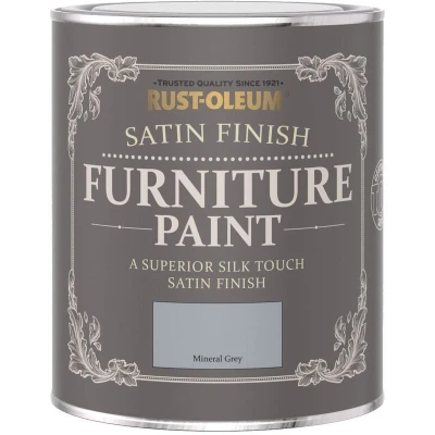 Image of Rust Oleum Satin Furniture Paint Mineral Grey 125ML