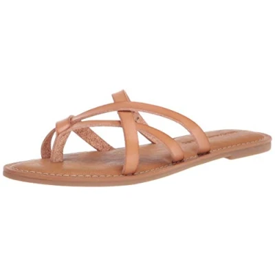Image of Amazon Essentials Women&#039;s Strappy Slide Flat Sandal, Light Tan, 9 UK