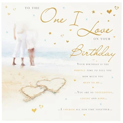 Image of Piccadilly Greetings Traditional Birthday Card One I Love 223 mm square,grey