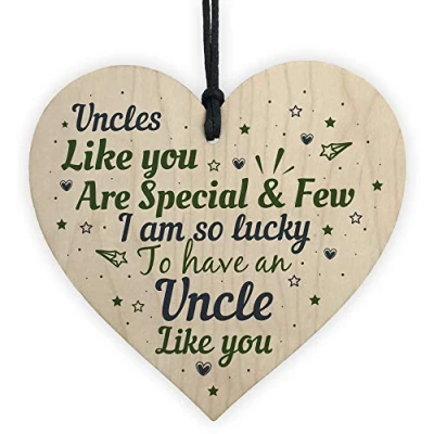 Image of RED OCEAN UNCLE Birthday Christmas Handmade Wooden Hanging Heart Plaque DAD Brother Thank You