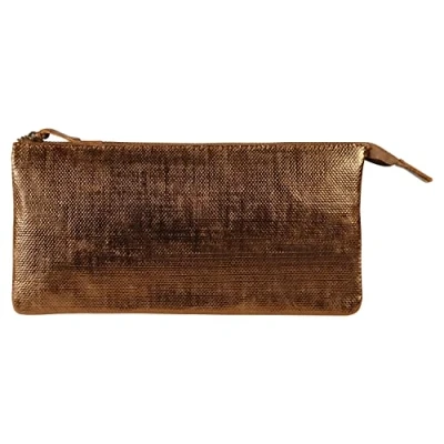 Image of Clairefontaine Ref 410048C Kleo Pathra&#039; Leather Large Flat Pocket With 2 Compartments 22 x 11cm, Made From Genuine Lambskin Leather, Metal Zip Puller Bronze