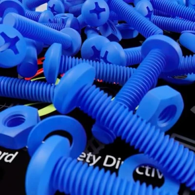 Image of 20 x Blue Pan Head Screws Polypropylene (PP) Plastic Nuts and Bolts, Washers, M4 20mm