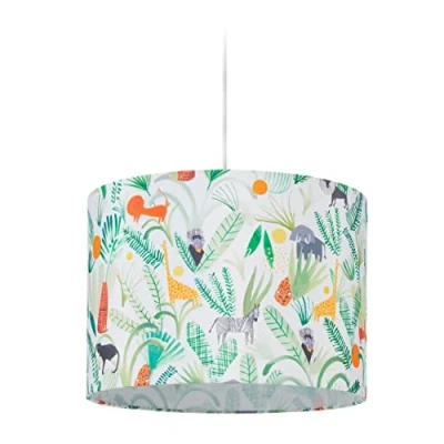 Image of Relaxdays Kids Light Fixture, Lampshade with Jungle Design, 140 x 35 cm, Hanging Lamp for Children&#039;s Room, Multicoloured