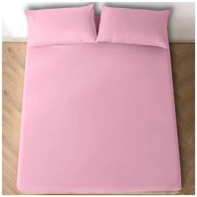 Image of Fitted Bed Sheets King Size (150x200 cm) Breathable Sheet 25cm(10&quot;) Deep Elasticated Corners Bottom Pink