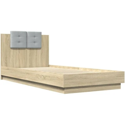 Image of vidaXL Bed Frame without Mattress with LED Lights Sonoma Oak 100x200 cm