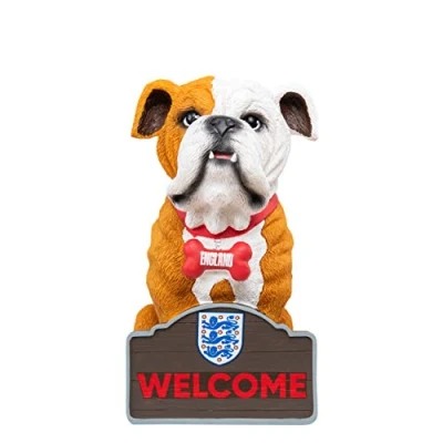 Image of FOCO England Football World Cup European Bulldog Garden Gnome Ornament Indoor/Outdoor