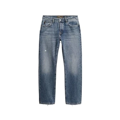 Image of Superdry Men&#039;s Straight Jeans Pants, Angeles Vintage Mid Blue, 33W x 32L