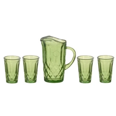 Image of Melody Jane Dolls House Emerald Green Jug &amp; Glasses Set Chrysnbon Accessory