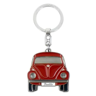Image of BRISA VW Collection Volkswagen Enamel Metal Keyring Keychain Accessory Keyholder in Beetle Bug Design (Front/Red)