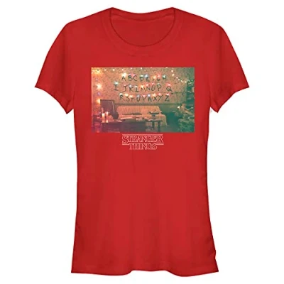 Image of Stranger Things Women&#039;s Christmas Lights Short Sleeve T Shirt, red, XL
