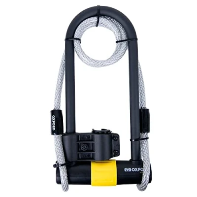 Image of Oxford Magnum Ultra Strong Motorcycle Duo U Lock (170x340mm) with Bracket &amp; Cable LK225, Gold, 170x315mm