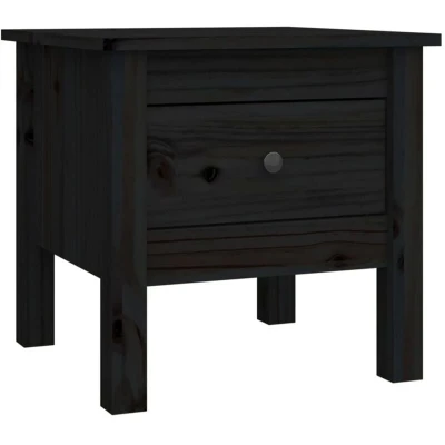 Image of vidaXL Side Table Black 40x40x39 cm Solid Wood Pine