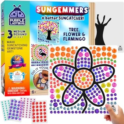 Image of SUNGEMMERS Suncatcher Tree, Flower, &amp; Flamingo Gem Window Art for Kids Age 6+ Great 9 Year Old Girl Gifts Fun Craft Sets Girls and Set 6 12 Christmas