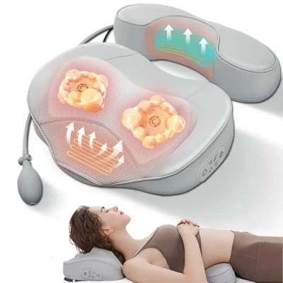 Image of Back Neck Massager Shiatsu Massage Pillow with Heat, Update 20 Deep Tissue Kneading Nodes Airbag for Shoulder Legs Muscle Pain Relief Electric Massager, at Home Office