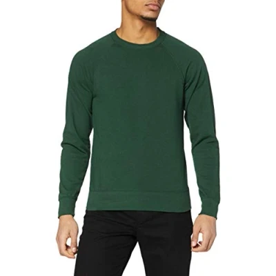 Image of Fruit of the Loom Men Raglan Lightweight Sweater, Green (Bottle Green), Medium